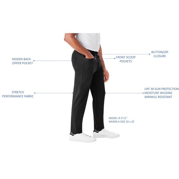NWT Member's Mark Men's Benton Performance Pant Size 32x32 - Picture 5 of 6